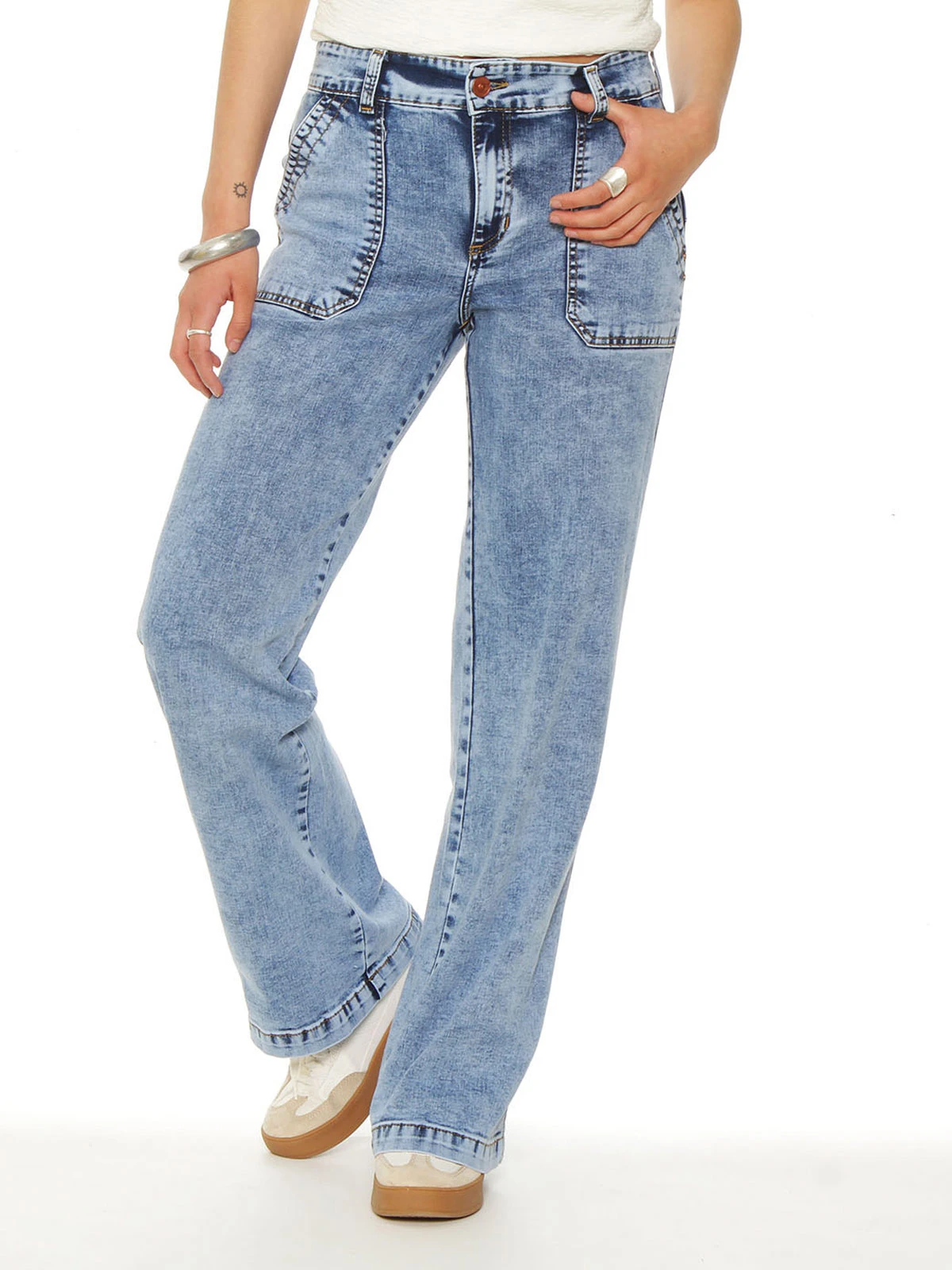 JEANS MUJER WADOS ALGODÓN CARGO RECTO TIRO ALTO - 2