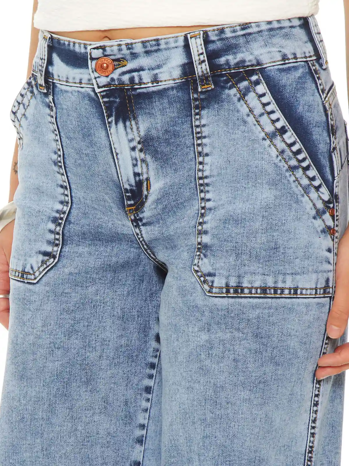 JEANS MUJER WADOS ALGODÓN CARGO RECTO TIRO ALTO - 4