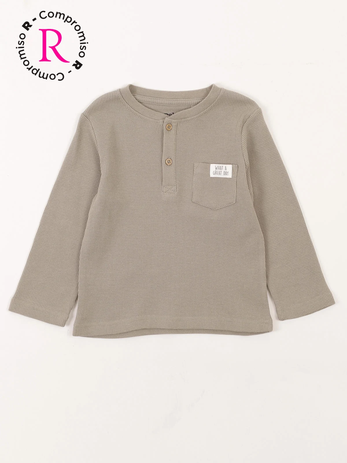 POLERA MANGA LARGA NIÑO BABY HARVEST WAFFLE - 1