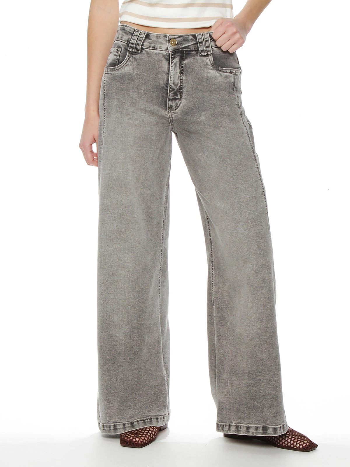 JEANS MUJER WADOS ALGODÓN WIDELEG TIRO ALTO - 2
