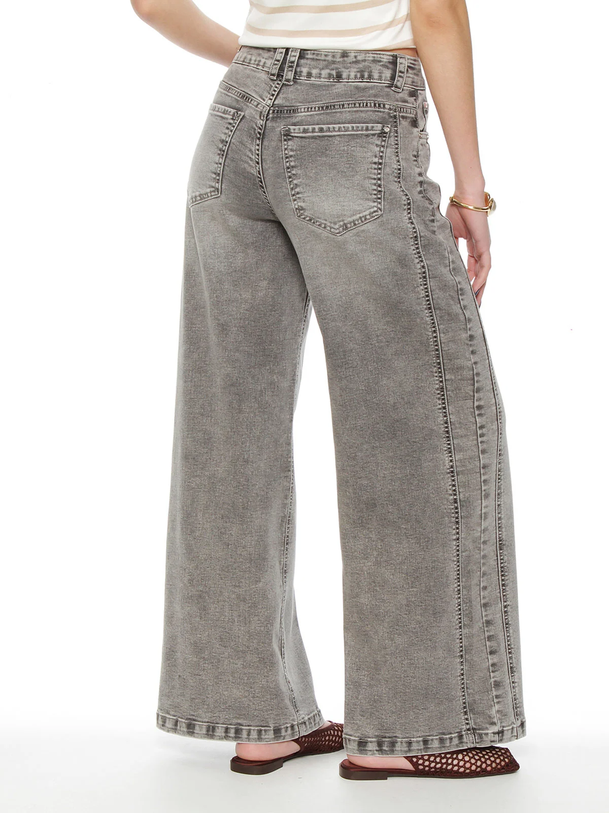 JEANS MUJER WADOS ALGODÓN WIDELEG TIRO ALTO - 4