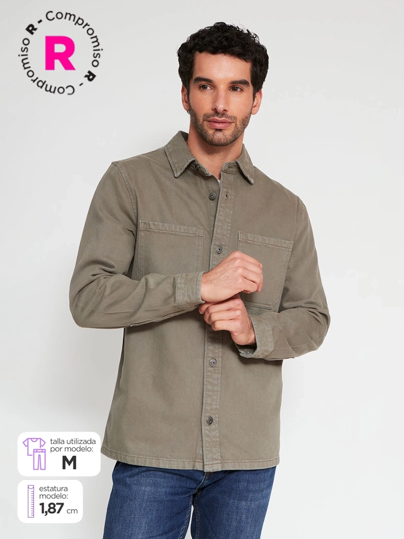 SOBRECAMISA HOMBRE MARQUIS ALGODÓN MANGA LARGA DENIM - 1