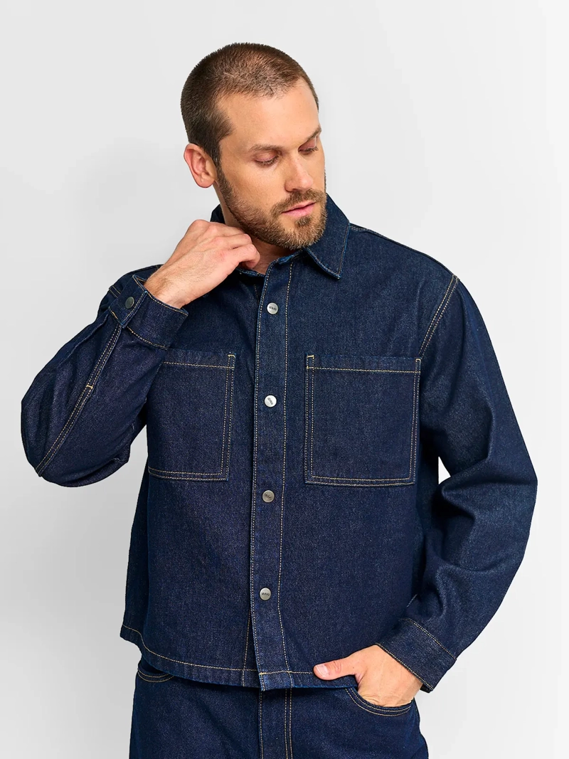 SOBRECAMISA HOMBRE INDEX ALGODÓN MANGA LARGA DENIM - 1