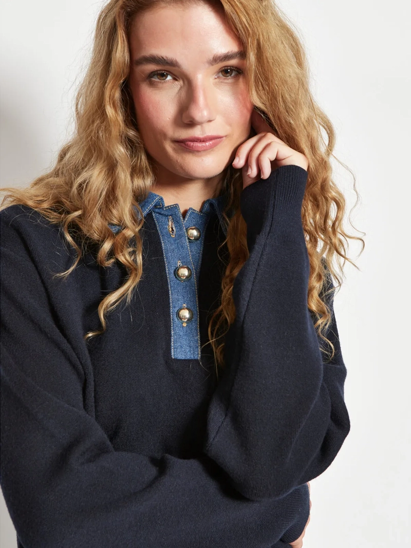SWEATER MUJER MARQUIS CUELLO DENIM - 3