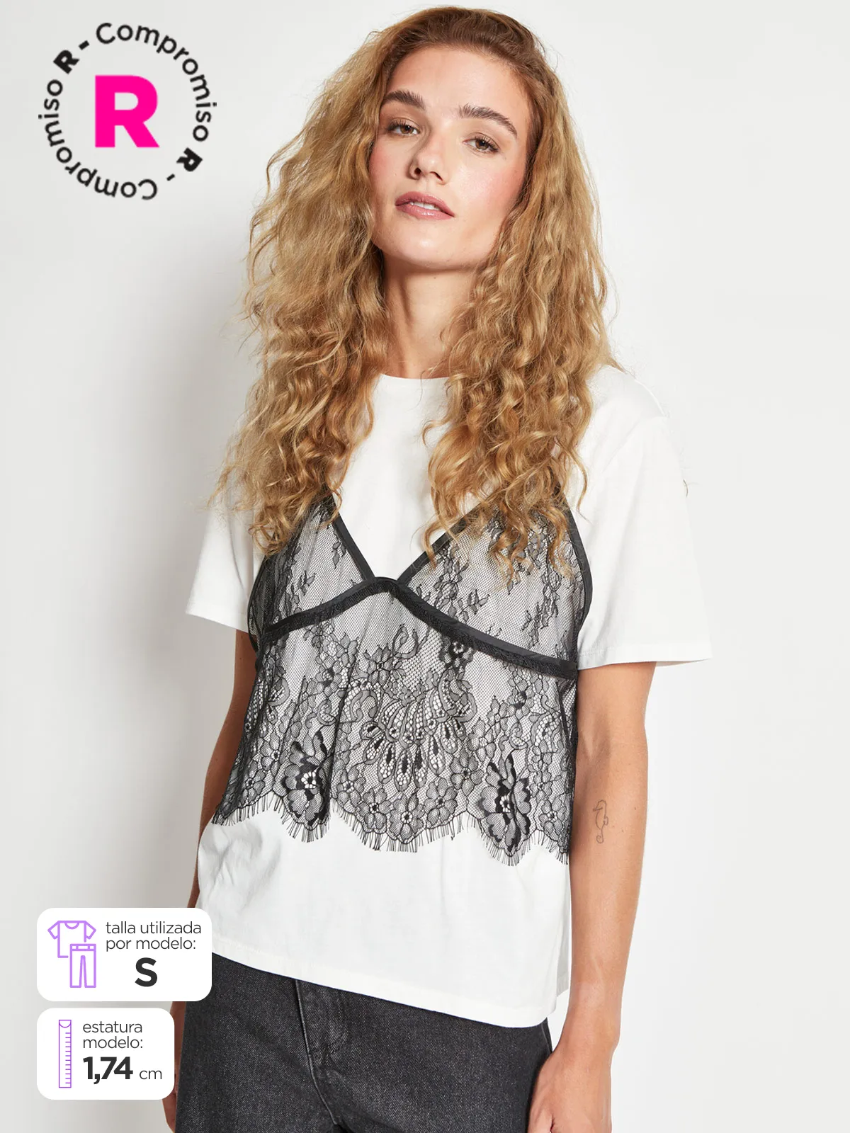 POLERA MUJER MARQUIS ALGODÓN ENCAJE - 2