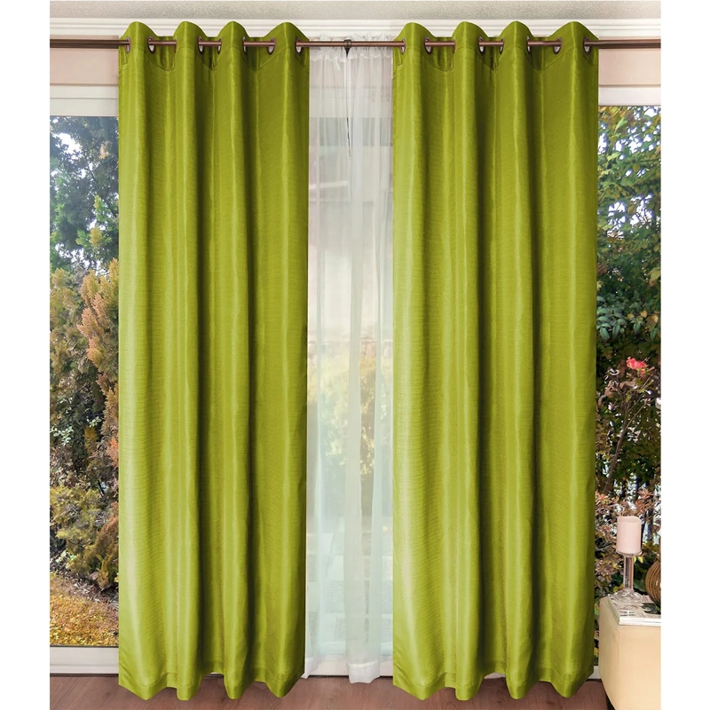 SET CORTINAS DORAL TABATHA ARGOLLA VERDE - 1