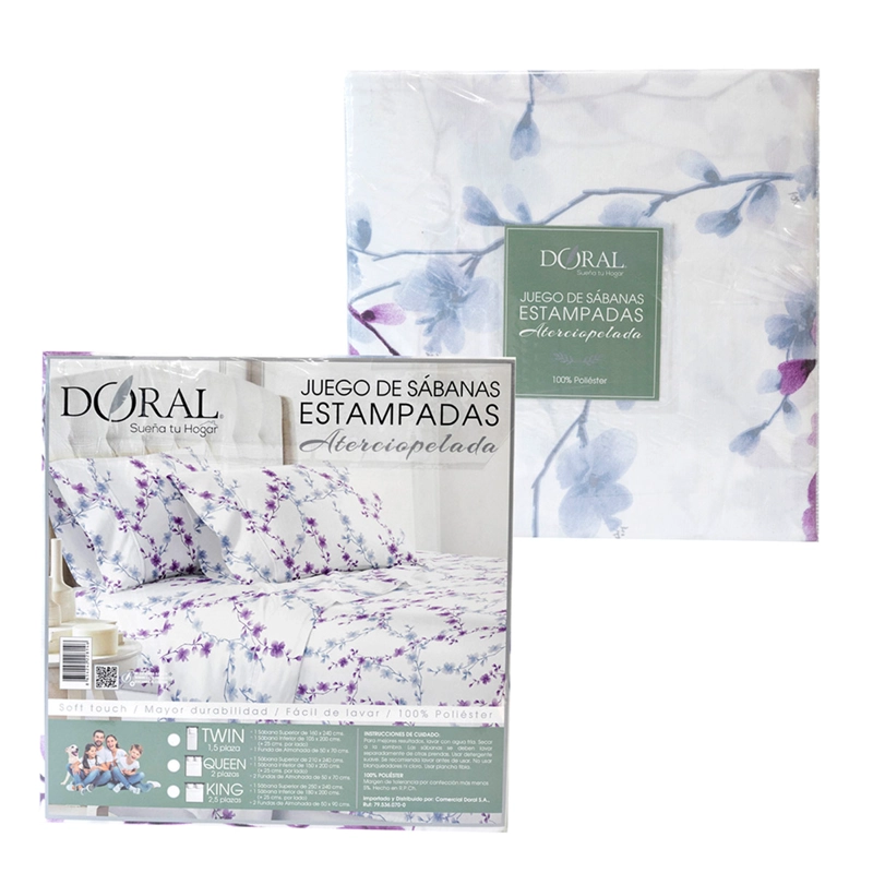 JUEGO DE SÁBANAS DORAL PIEL DE DURAZNO MF 1.5 PLAZAS D4 - 4