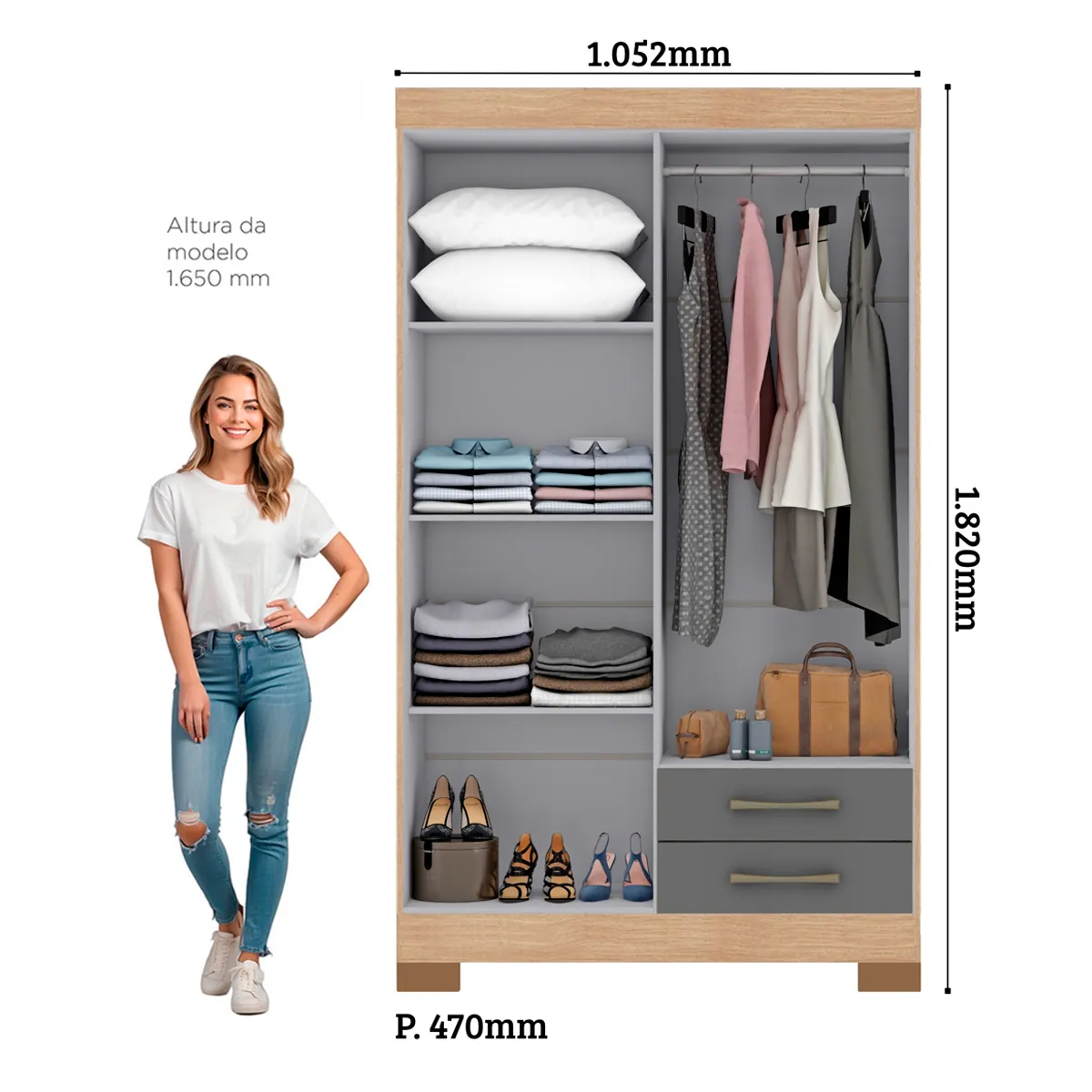 CLOSET DI PORETTI DESIGN ESCOCIA 4P 2C GRIS - 2