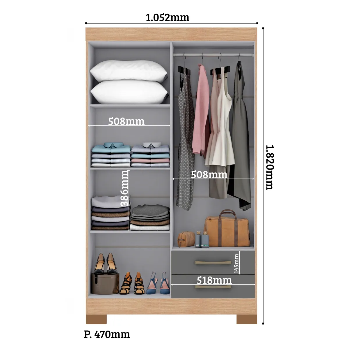 CLOSET DI PORETTI DESIGN ESCOCIA 4P 2C GRIS - 3