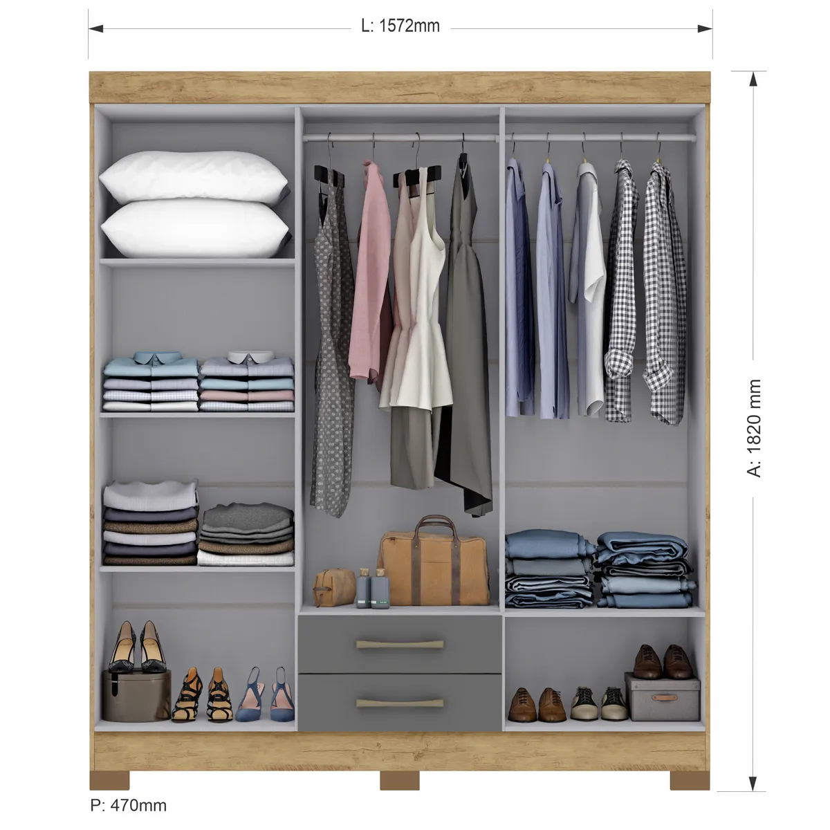CLOSET DI PORETTI DESIGN ESCOCIA 6P 2C GRIS - 3