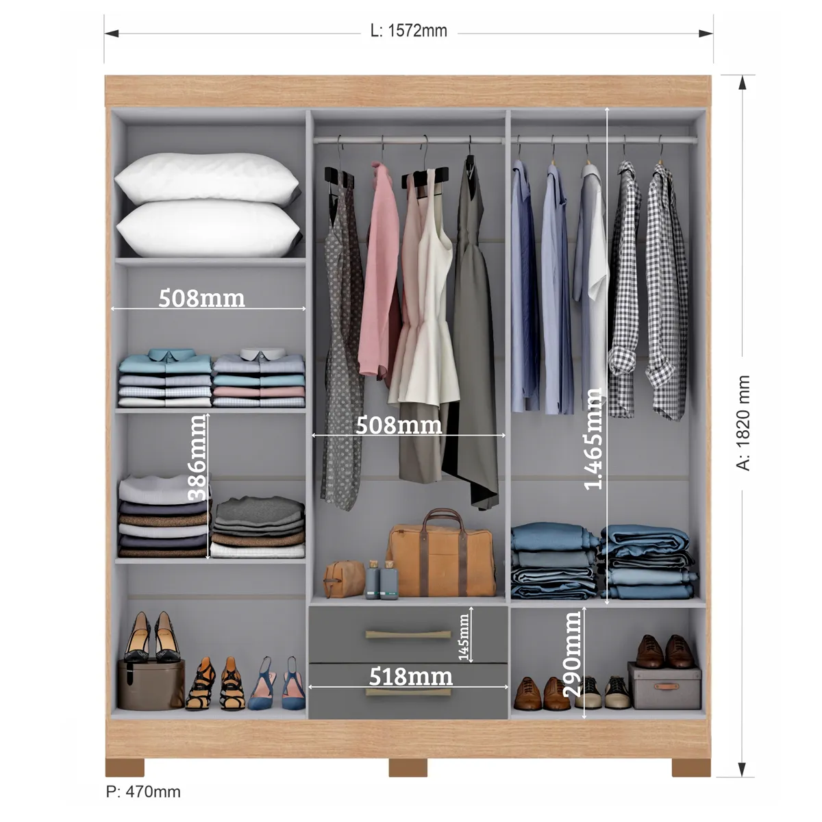 CLOSET DI PORETTI DESIGN ESCOCIA 6P 2C GRIS - 4