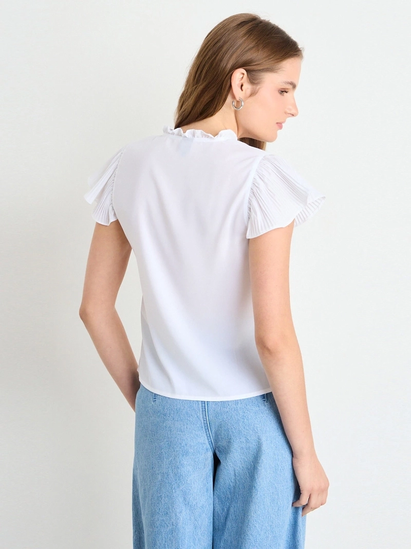 BLUSA MUJER IO CUELLO MAO PLISADO MANGA DOBLE VUELO - 2