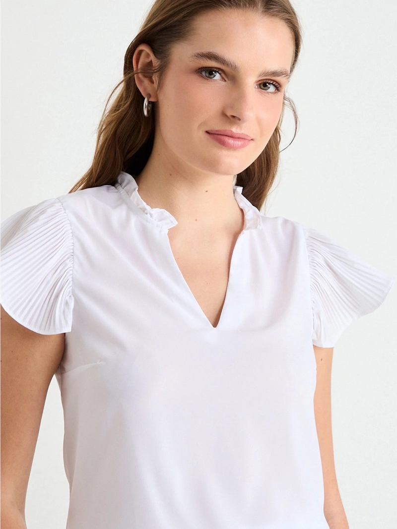 BLUSA MUJER IO CUELLO MAO PLISADO MANGA DOBLE VUELO - 3