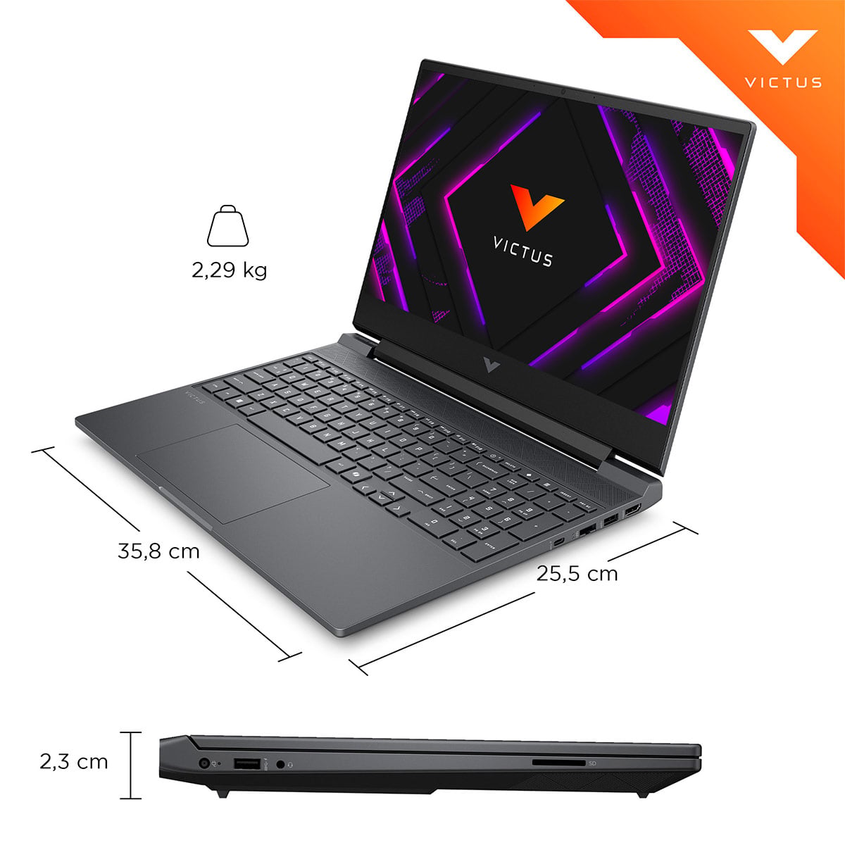NOTEBOOK GAMER HP VICTUS 15-FA2014LA INTEL CORE I5 16GB RAM 512GB SSD NVIDIA RTX 3050 15.6” - 10