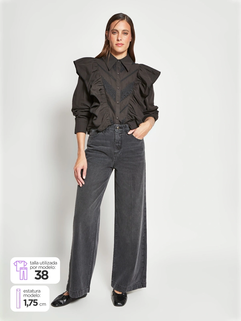 JEANS MUJER MARQUIS ALGODÓN WIDELEG QUEBRADURA - 1