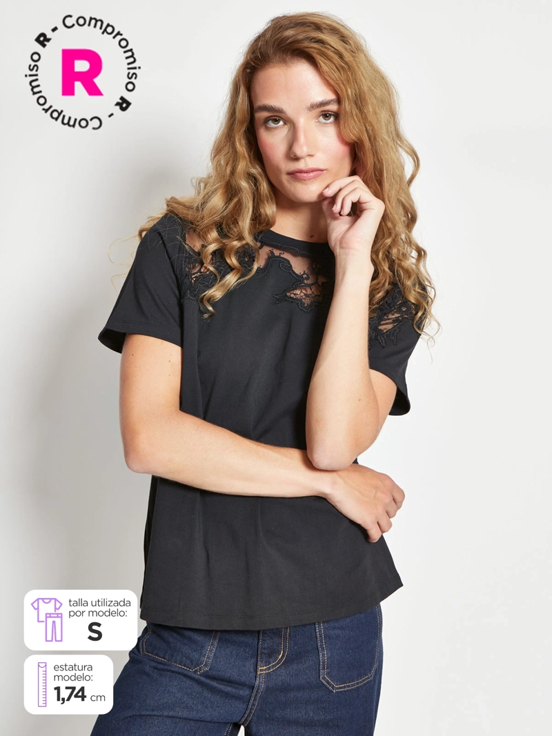 POLERA MUJER MARQUIS ALGODÓN ENCAJE - 1