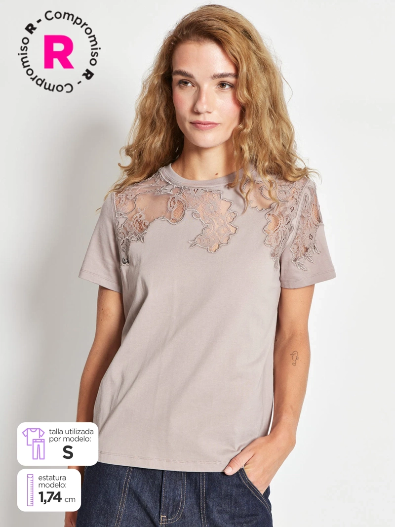 POLERA MUJER MARQUIS ALGODÓN ENCAJE - 1