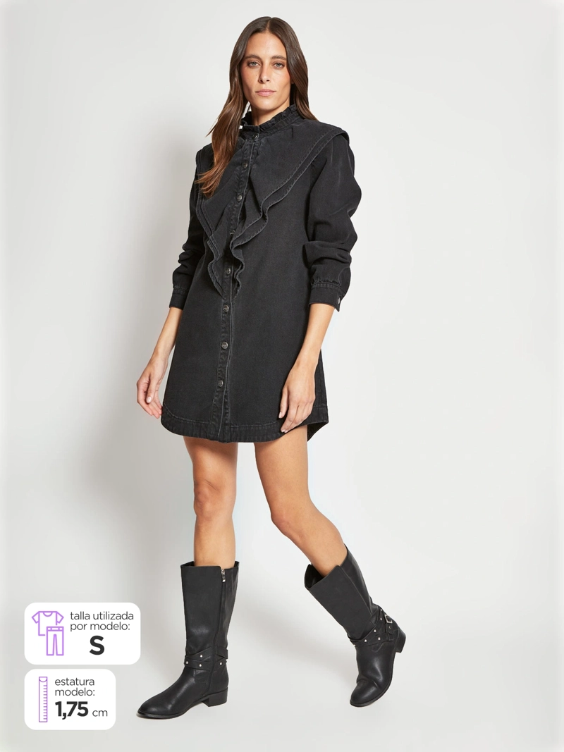 VESTIDO MUJER TATIENNE ALGODÓN DENIM RUFFLES - 1