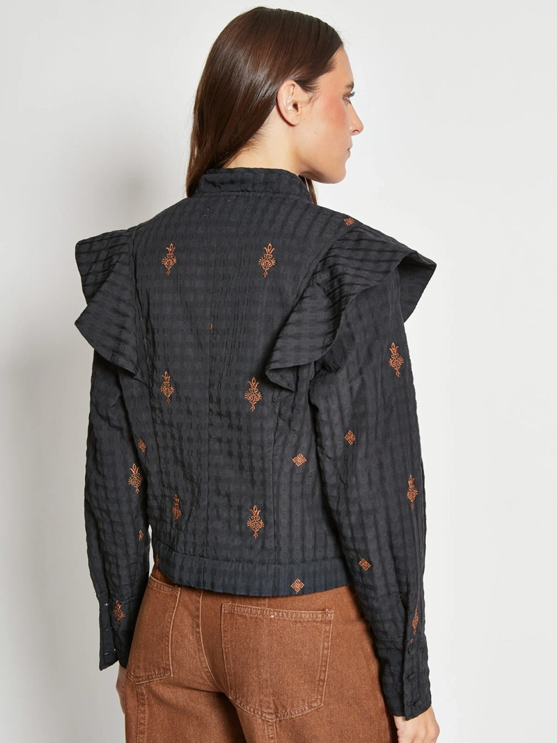 CHAQUETA MUJER TATIENNE ALGODÓN MANGA ANCHA RUCHA DELANTERA - 2