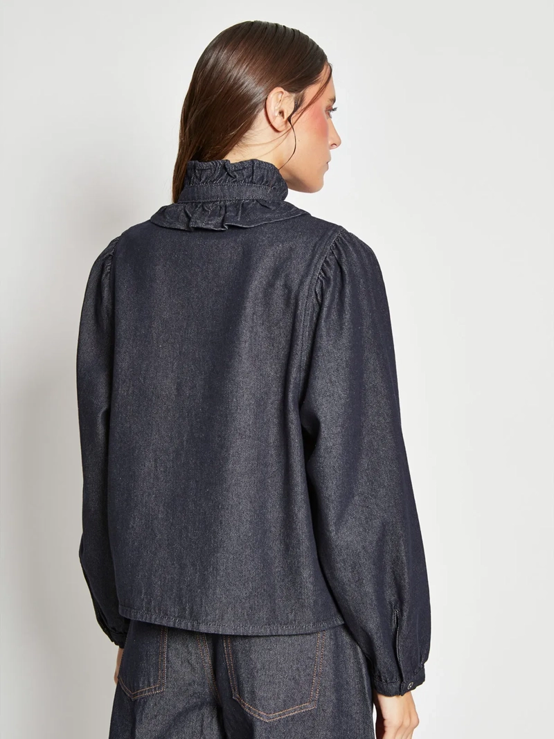BLUSA MUJER MARQUIS ALGODÓN DENIM RUCHAS - 2