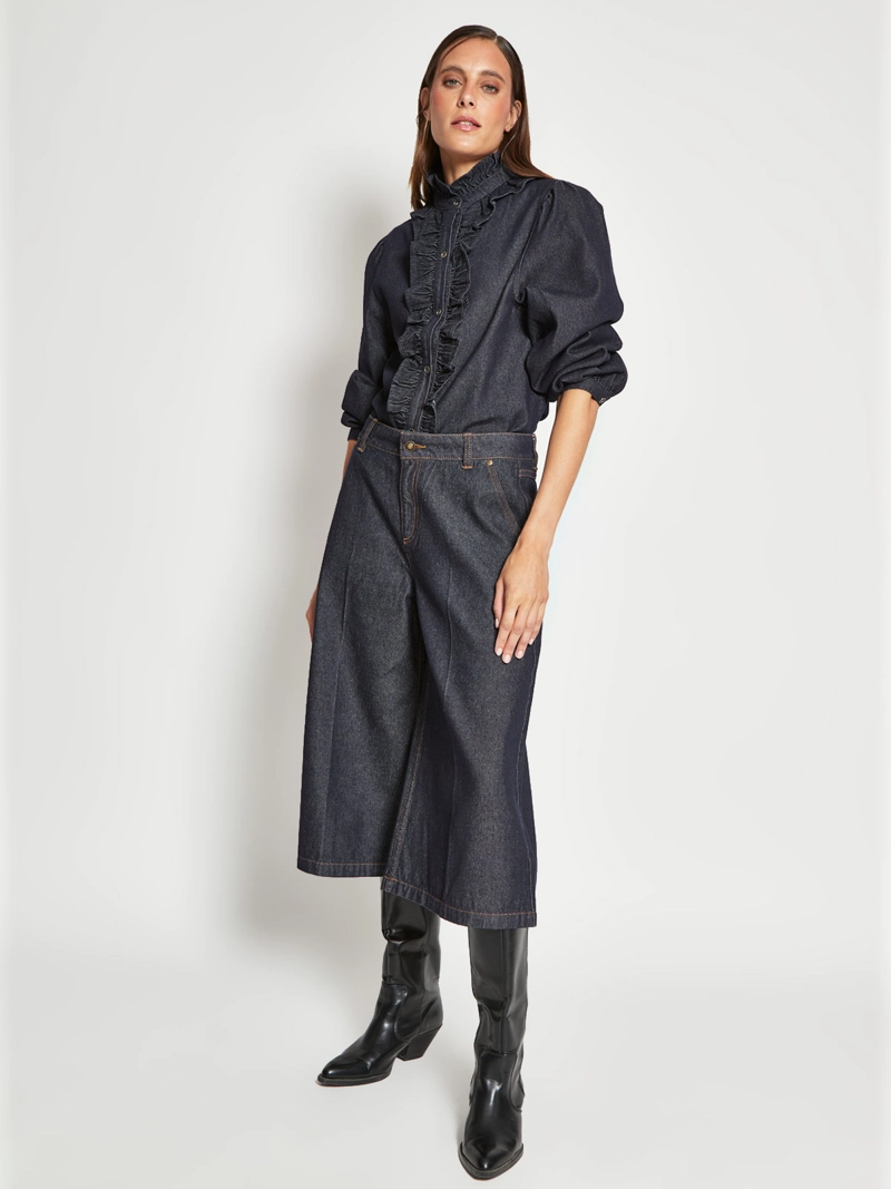 BLUSA MUJER MARQUIS ALGODÓN DENIM RUCHAS - 4