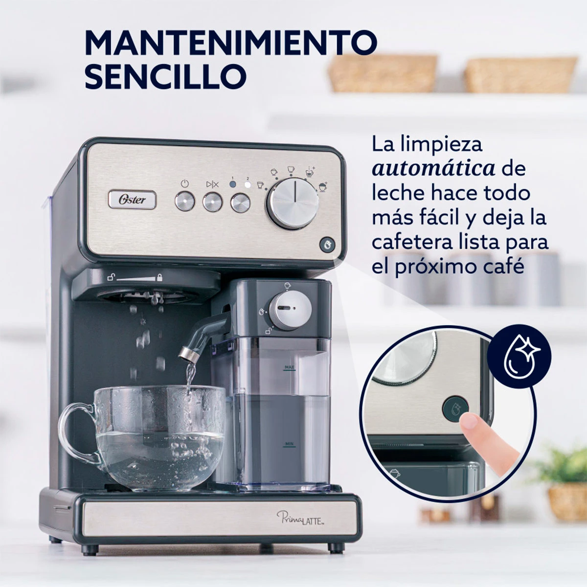 CAFETERA OSTER HIDROPRESIÓN PRIMA LATTE SILVER BVSTEM6604SS-052 - 5