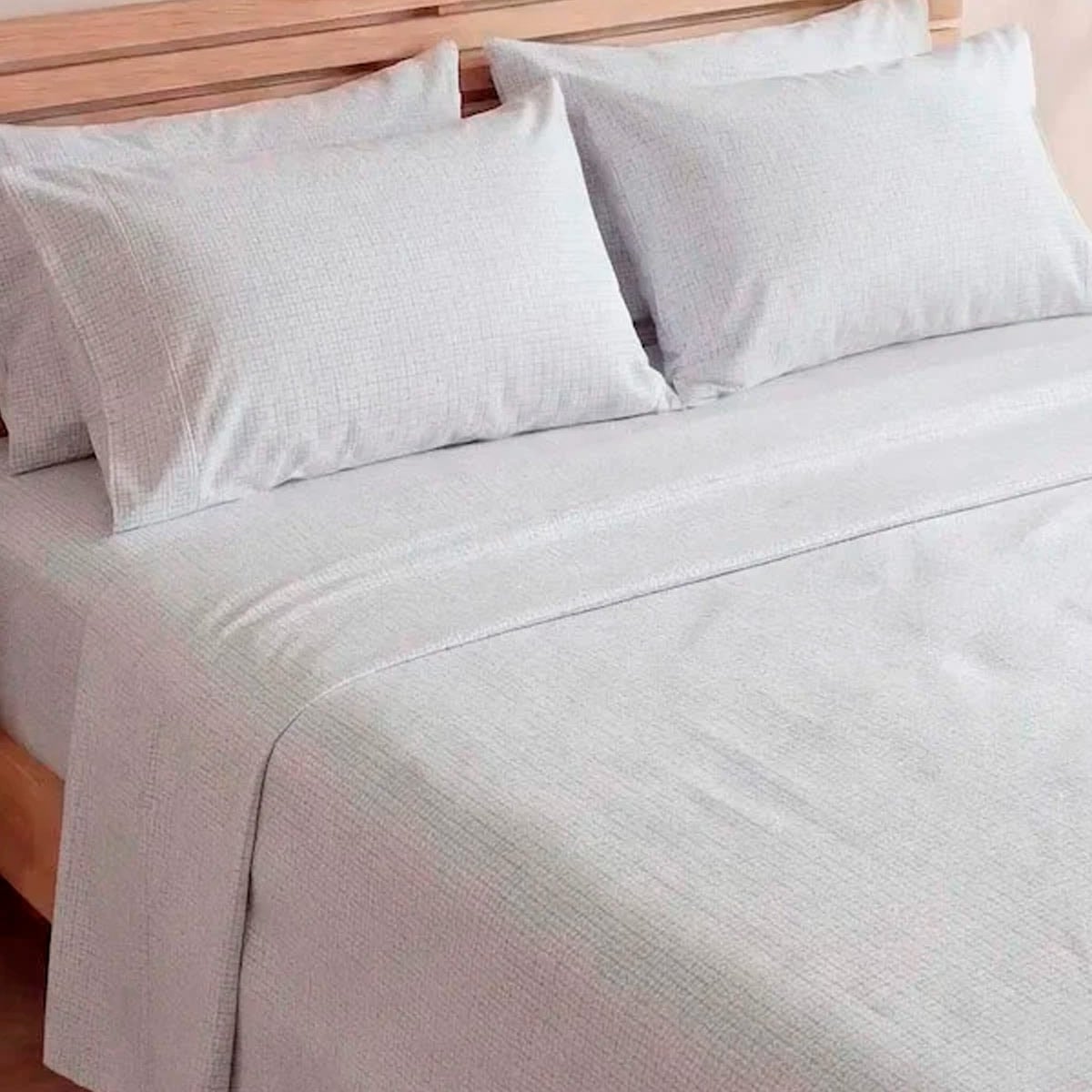 SET SAB EST 144 HILOS KING CUADRITOS GRIS - 2