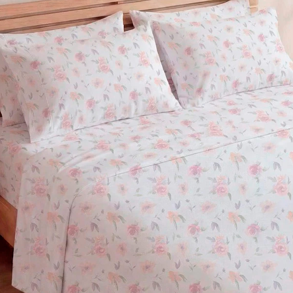 JUEGO DE SÁBANAS RIPLEY HOME ESTAMPADA 180 HILOS 2 PLAZAS FLORES ACUARELA - 2