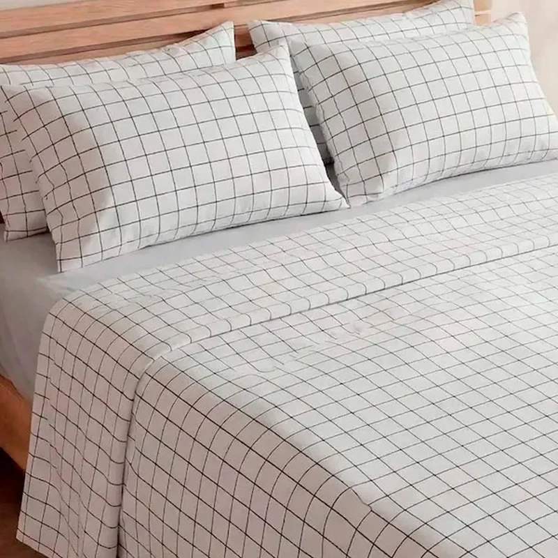 JUEGO DE SÁBANAS RIPLEY HOME ESTAMPADA 180 HILOS KING CUADROS BLACK - 2