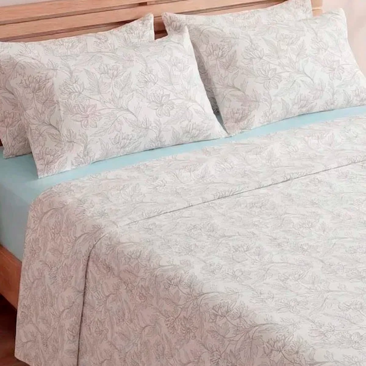 JUEGO DE SÁBANAS RIPLEY HOME ESTAMPADA 180 HILOS KING FLOR HOJAS - 2