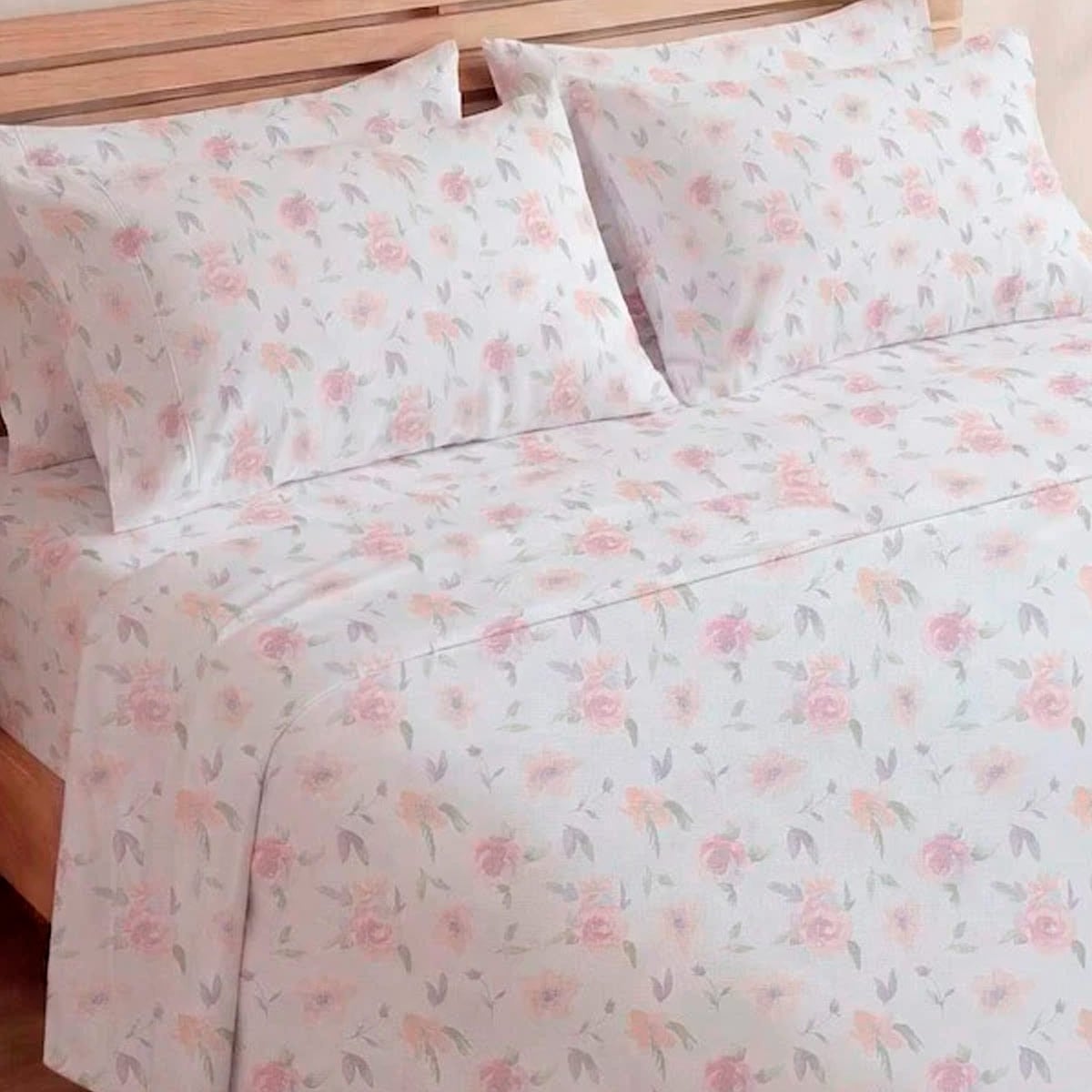 JUEGO DE SÁBANAS RIPLEY HOME ESTAMPADA 180 HILOS KING FLORES ACUARELA - 2