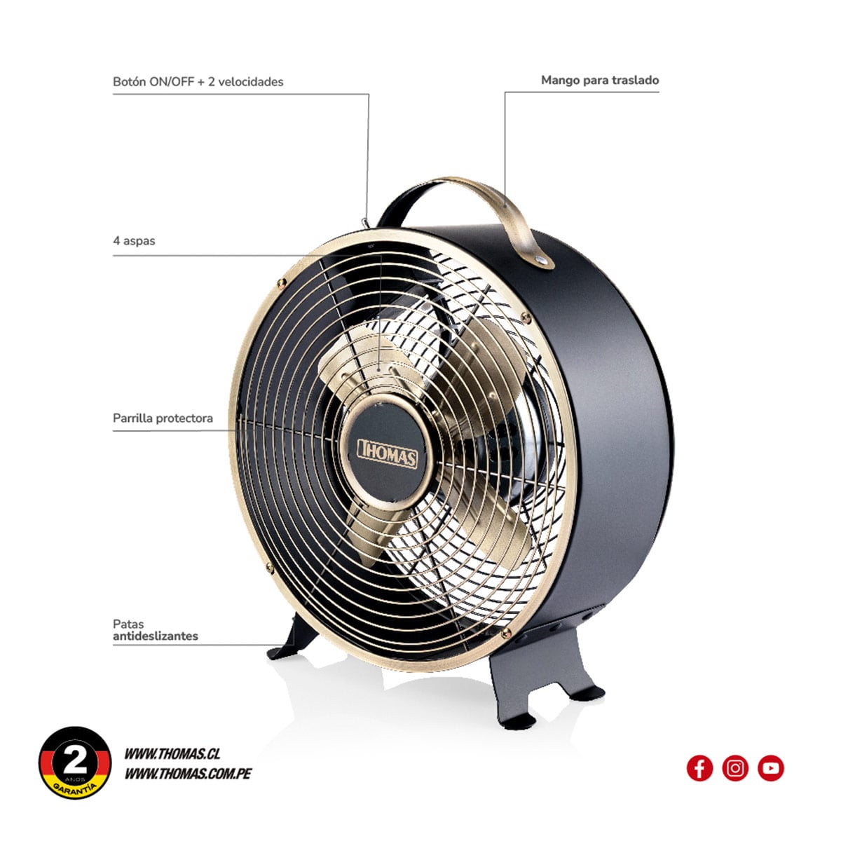 VENTILADOR SOBREMESA THOMAS TH-08BNM 25W - 6