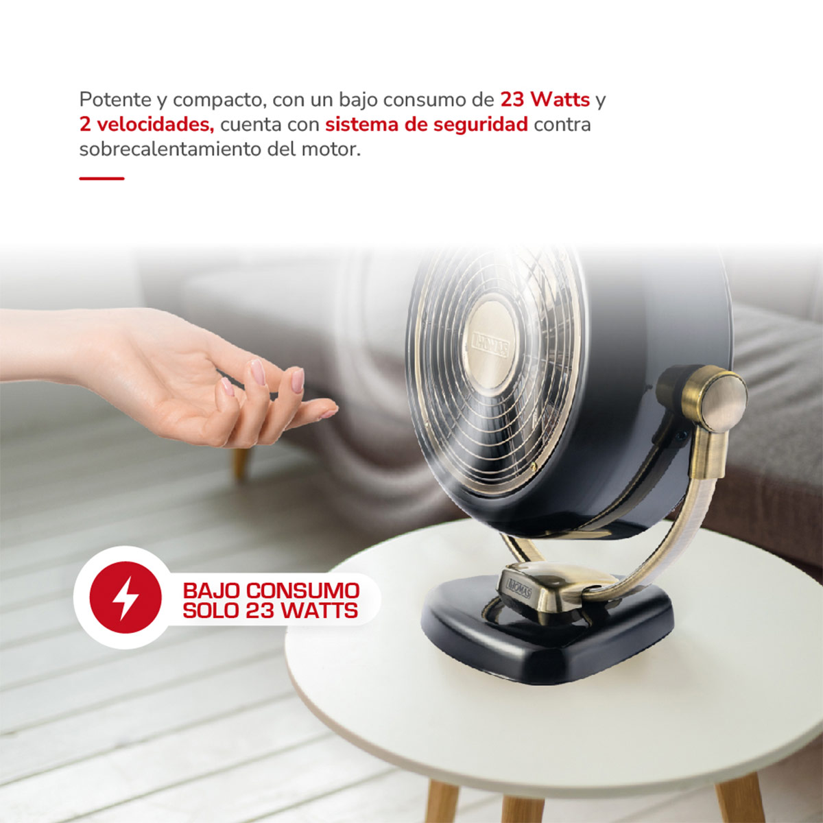 VENTILADOR SOBREMESA THOMAS RETRO TH-12BNM 23W - 3
