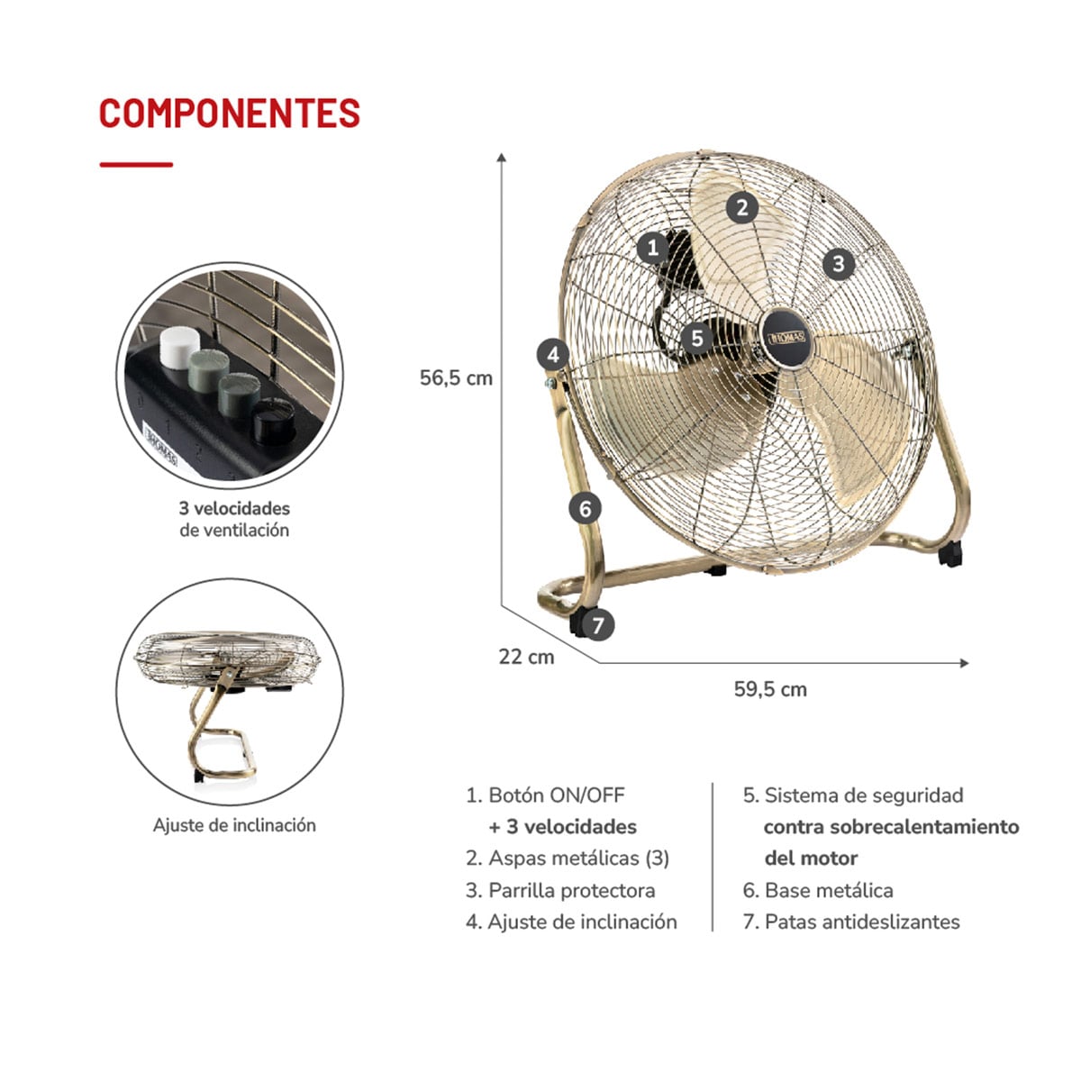 VENTILADOR PISO THOMAS TORNADO PRO TH-20BNS 145W - 5