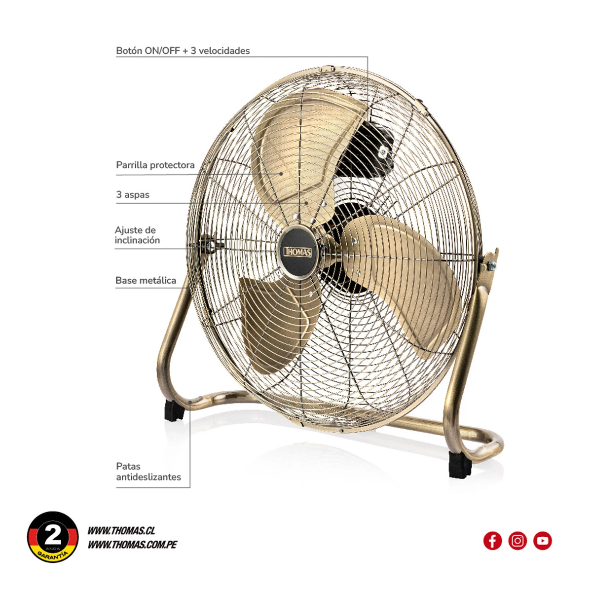 VENTILADOR PISO THOMAS TORNADO PRO TH-20BNS 145W - 6