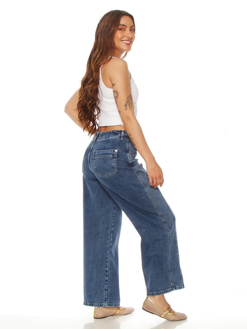 JEANS MUJER WADOS ALGODÓN WIDE LEG TIRO ALTO - 3