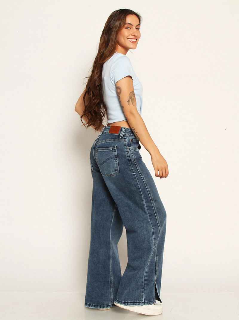 JEANS MUJER WADOS ALGODÓN WIDE LEG TIRO ALTO - 3
