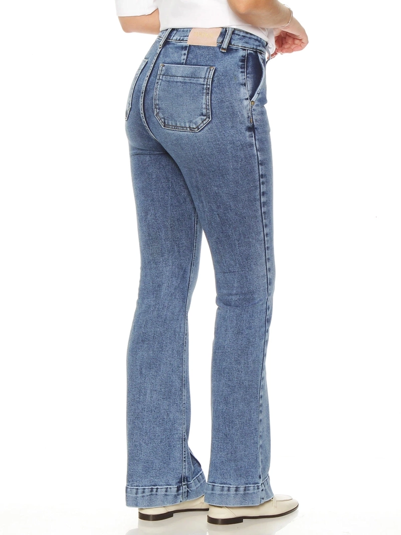 JEANS MUJER WADOS FLARE ALGODÓN TIRO ALTO - 4
