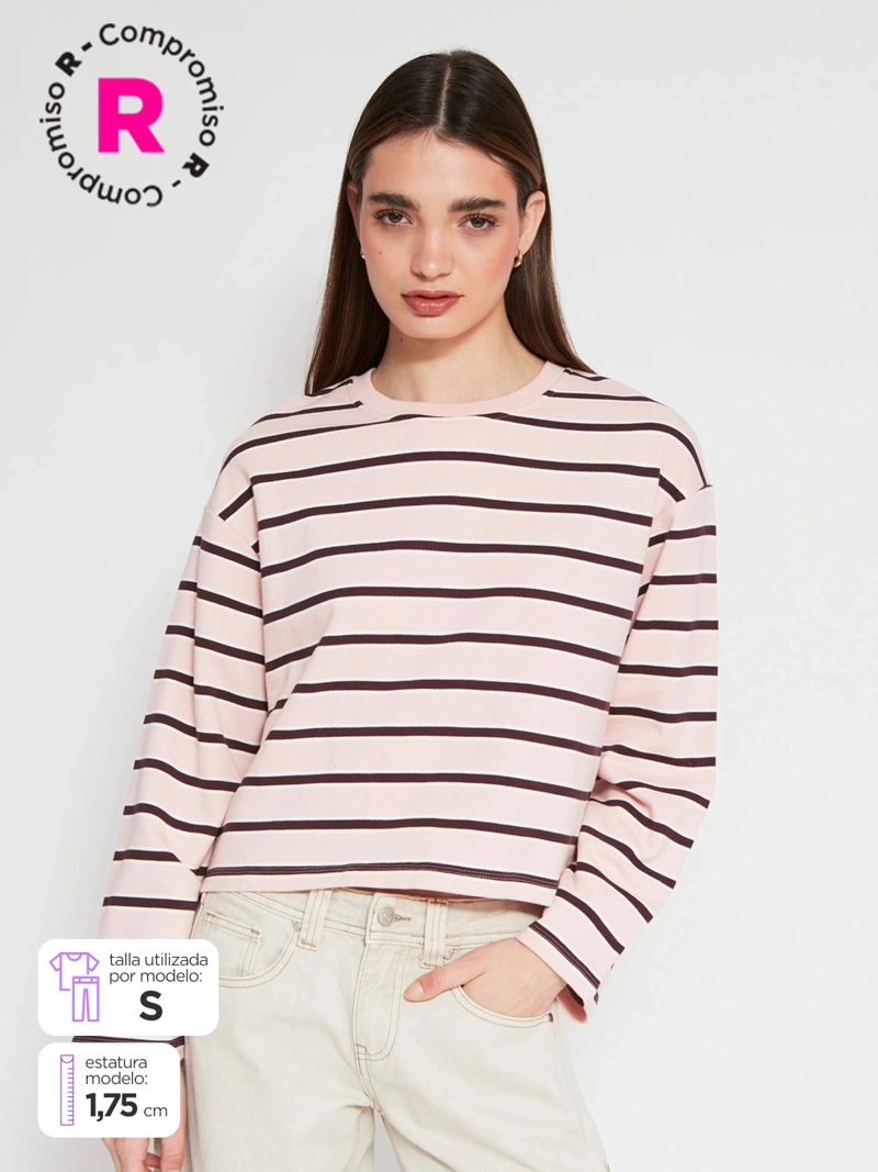 POLERÓN MUJER INDEX ALGODÓN MANGA LARGA RAYADO - 1