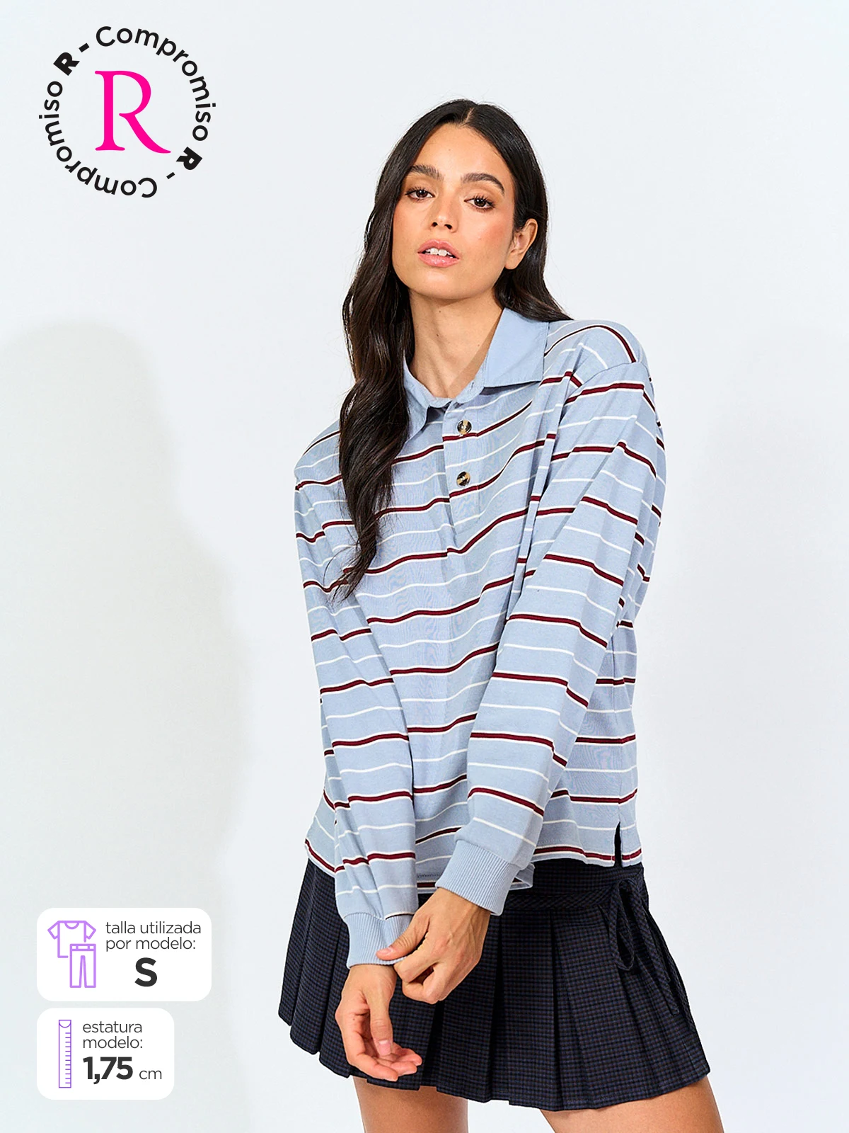POLERA MUJER INDEX ALGODÓN CUELLO POLO MANGA LARGA - 3