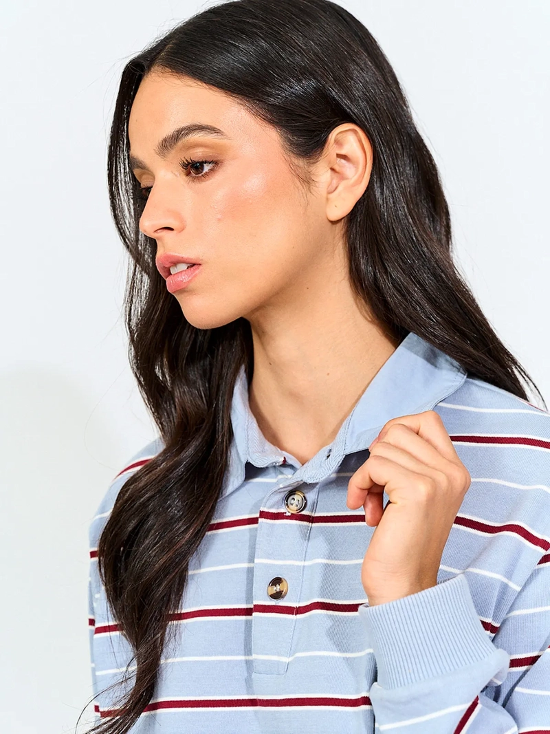POLERA MUJER INDEX ALGODÓN CUELLO POLO MANGA LARGA - 5