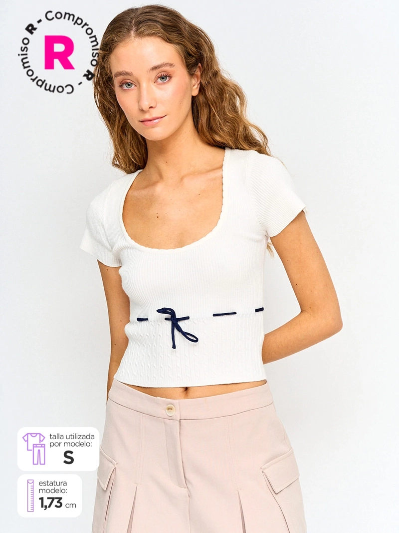 SWEATER MUJER INDEX MANGA CORTA TEJIDO - 1