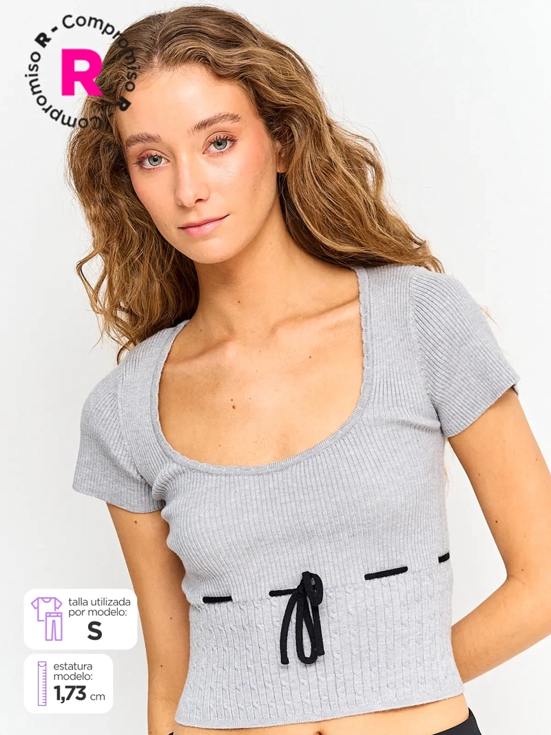 SWEATER MUJER INDEX MANGA CORTA TEJIDO - 1