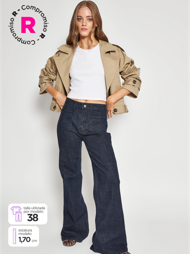 JEANS MUJER INDEX ALGODÓN FLARE BOLSILLOS - 1