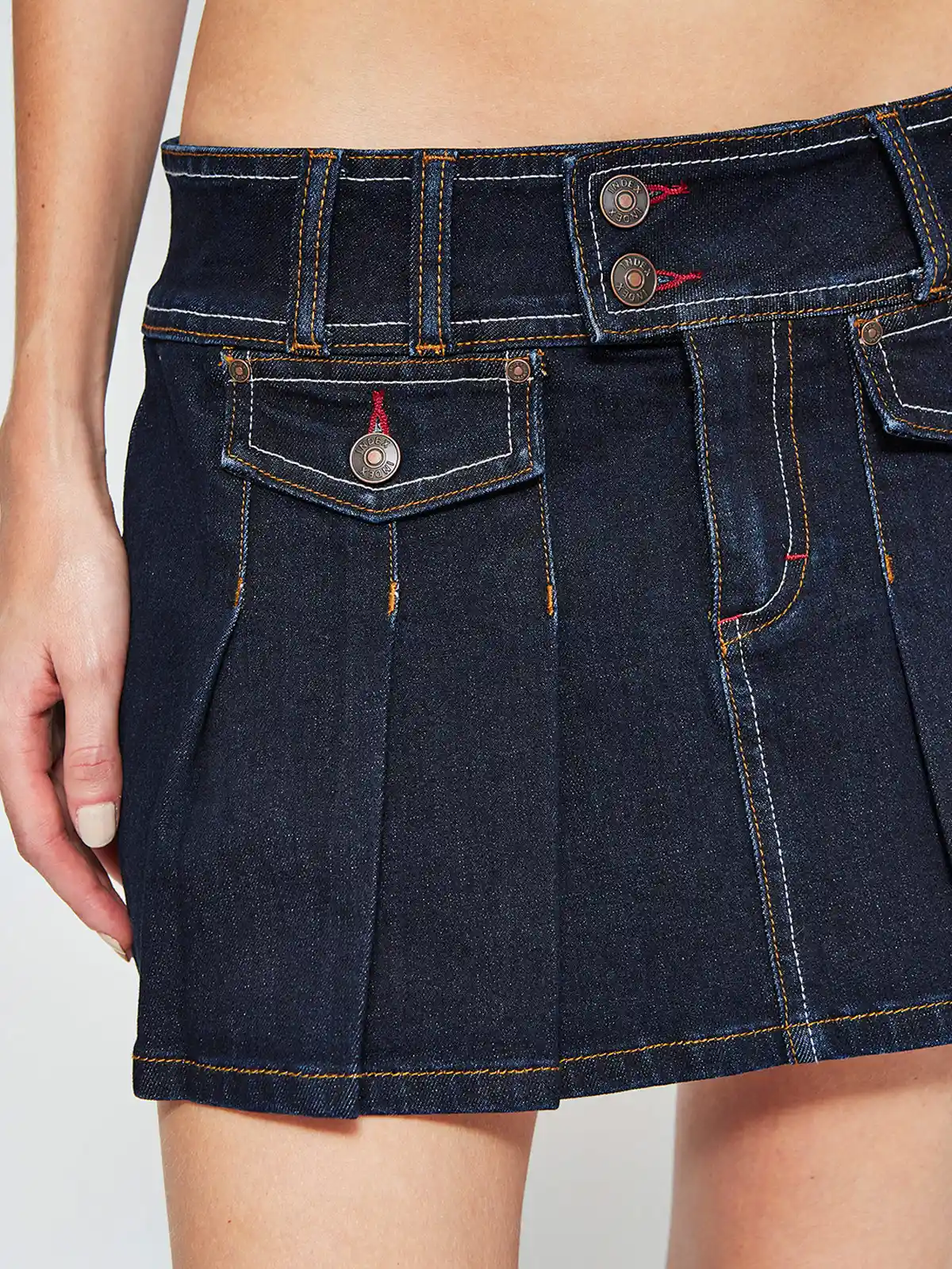 FALDA MUJER INDEX ALGODÓN CORTA DENIM TABLEADA - 4
