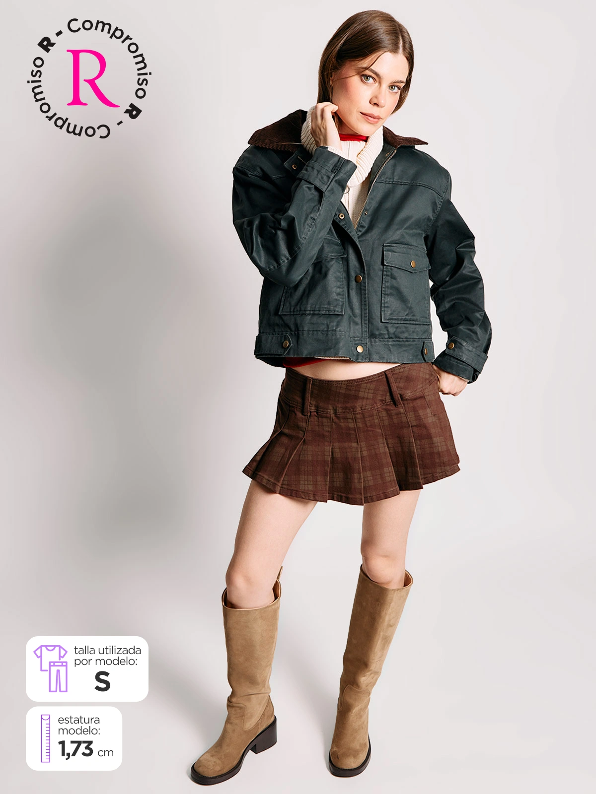 FALDA MUJER INDEX ALGODÓN CORTA TABLEADA - 3