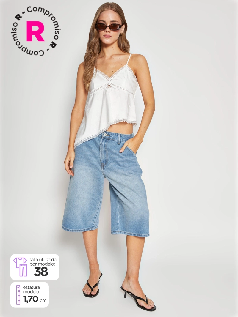 SHORT MUJER INDEX ALGODÓN LARGO DENIM - 1