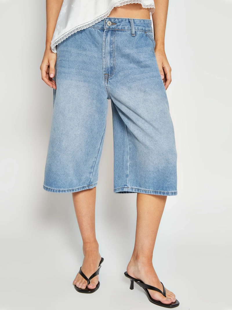 SHORT MUJER INDEX ALGODÓN LARGO DENIM - 2