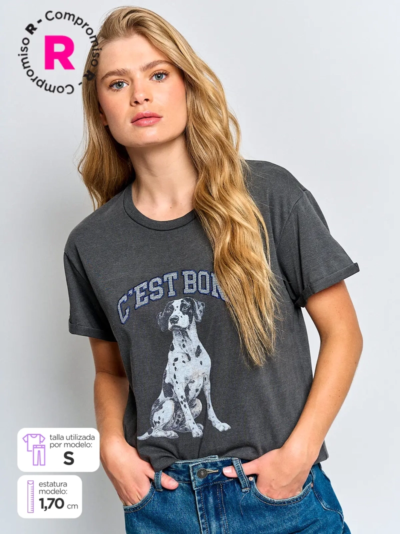 POLERA MUJER INDEX ALGODÓN MANGA CORTA ESTAMPADO - 1