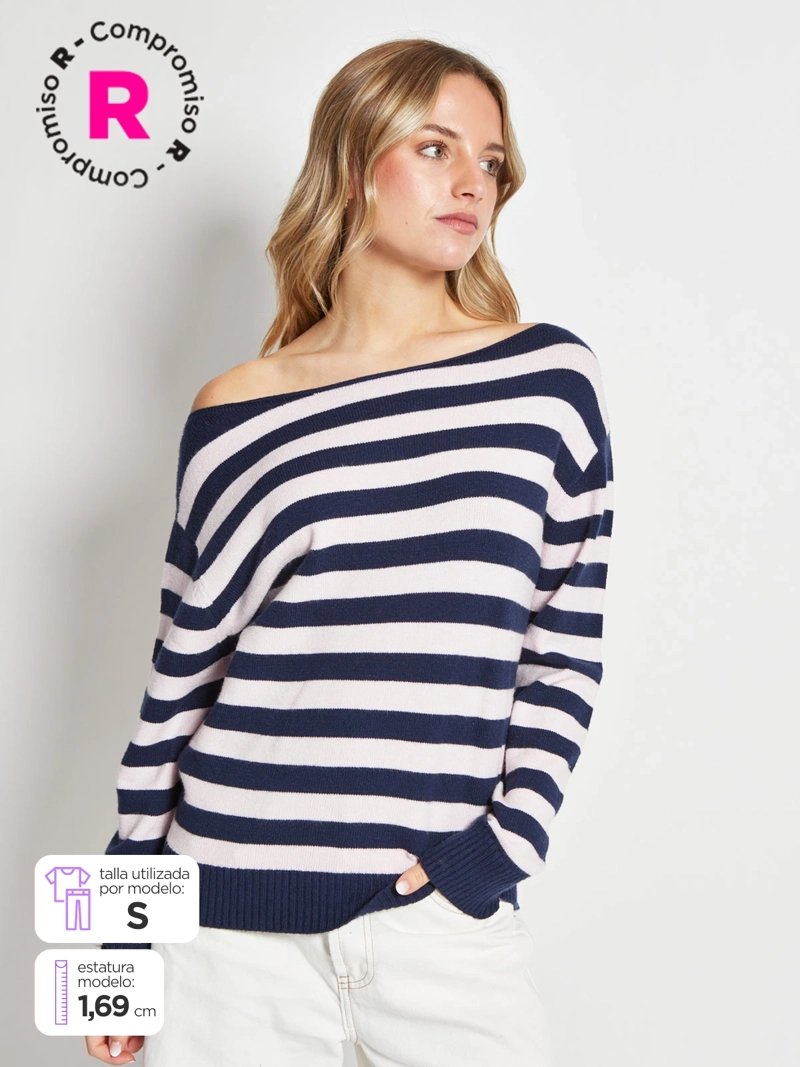 SWEATER MUJER INDEX MANGA LARGA ASIMÉTRICO - 1